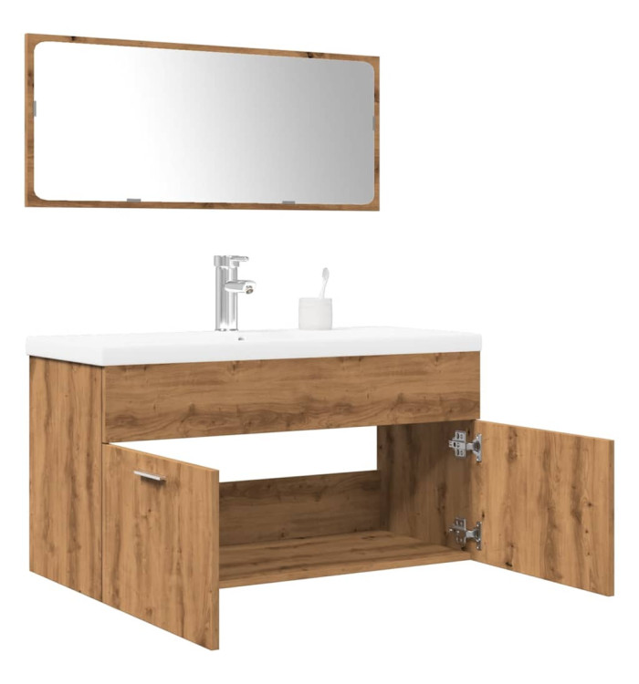 Ensemble de meubles salle de bain 3 pcs bois d'ingénierie | Mobilier & Déco