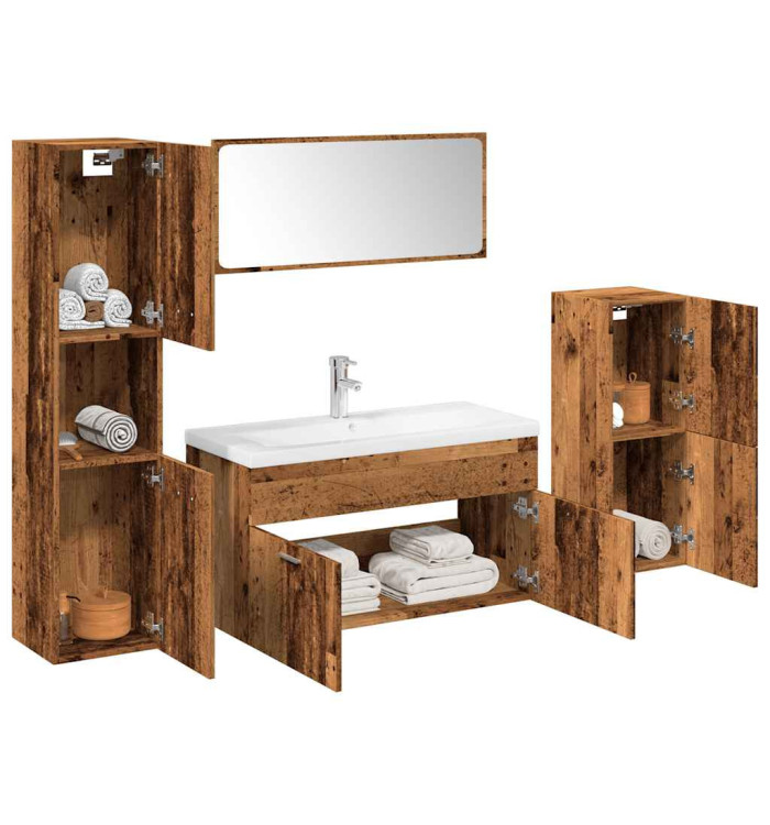 Ensemble de meubles salle de bain 5 pcs bois d'ingénierie | Mobilier & Déco