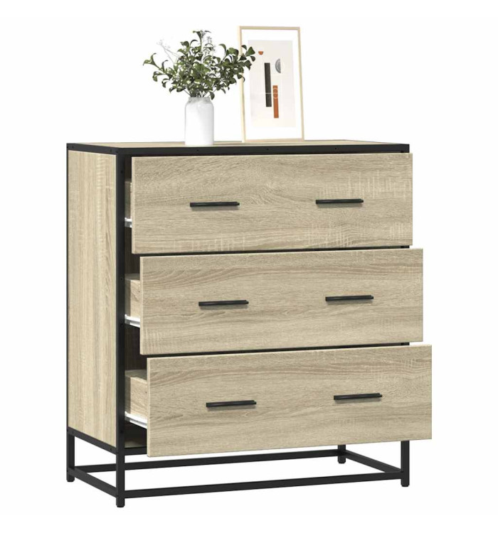 Buffet chêne sonoma 68x35x76 cm bois d'ingénierie et métal | Mobilier & Déco