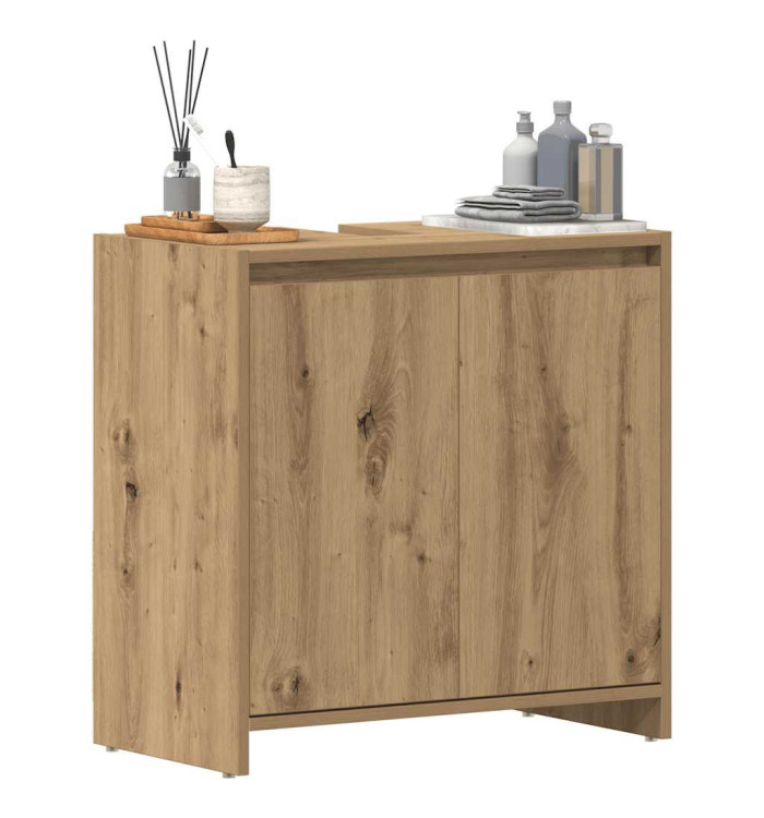 Armoire lavabo de salle de bain chêne artisanal 60x33x60 cm | Mobilier & Déco