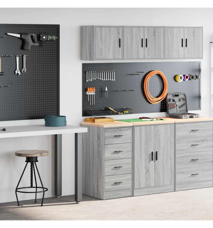 Armoires de garage 2 pcs sonoma gris bois d'ingénierie | Mobilier & Déco