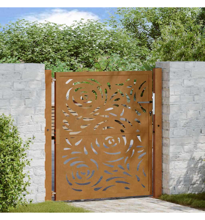 Porte jardin acier résistant aux intempéries conception flamme | Mobilier & Déco