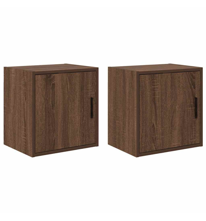Armoires murales de garage 2 pcs chêne marron bois d'ingénierie | Mobilier & Déco