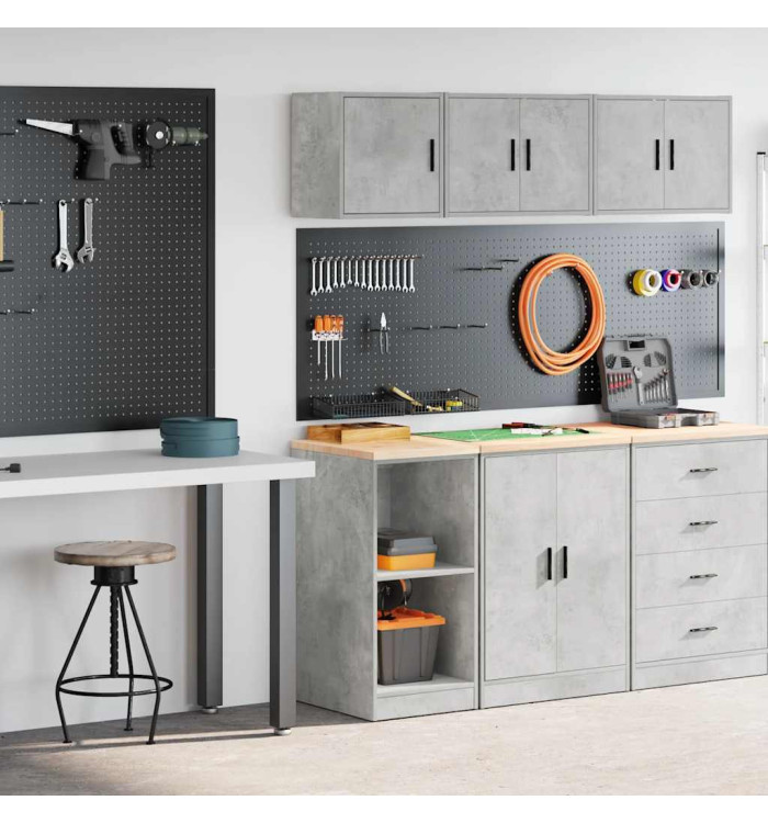 Armoires de garage 2 pcs gris béton bois d'ingénierie | Mobilier & Déco