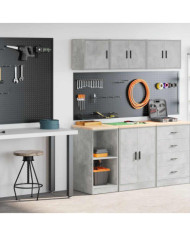 Armoires de garage 2 pcs gris béton bois d'ingénierie | Mobilier & Déco