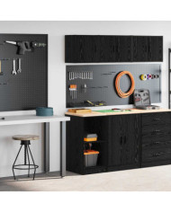 Armoires de garage 2 pcs noir bois d'ingénierie | Mobilier & Déco