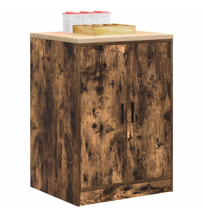 Armoire de rangement de garage chêne fumé 60x51x85 cm bois pin | Mobilier & Déco