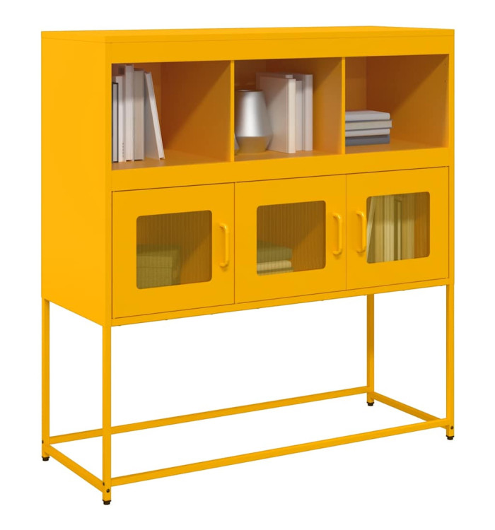 Buffet jaune moutarde 100,5x39x107 cm acier laminé à froid | Mobilier & Déco