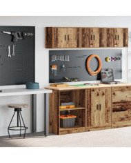 Armoires de garage 2 pcs vieux bois bois d'ingénierie | Mobilier & Déco