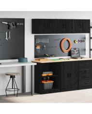 Armoires de garage 2 pcs noir bois d'ingénierie | Mobilier & Déco