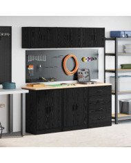 Armoires de garage 6 pcs noir bois d'ingénierie | Mobilier & Déco