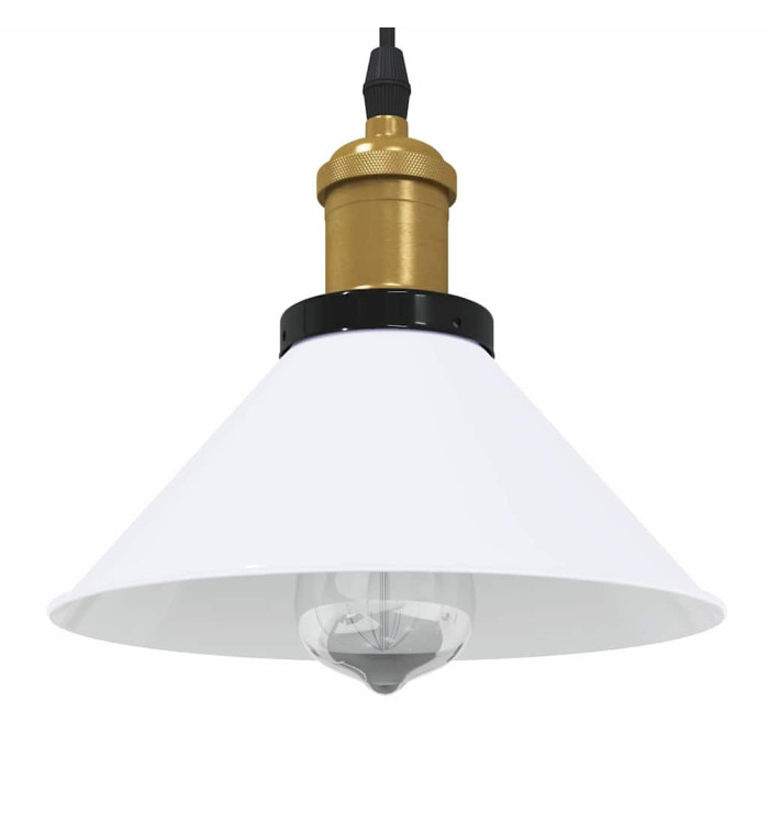 Lampe suspendue réglable hauteur E27 blanc brillant Ø22cm métal | Mobilier & Déco