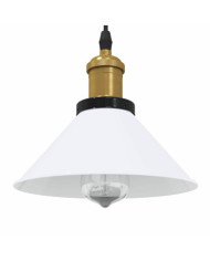 Lampe suspendue réglable hauteur E27 blanc brillant Ø22cm métal | Mobilier & Déco