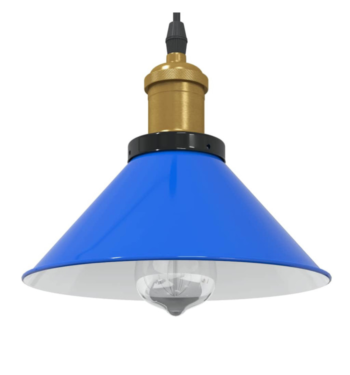 Lampe suspendue réglable hauteur E27 bleu foncé Ø 22 cm métal | Mobilier & Déco