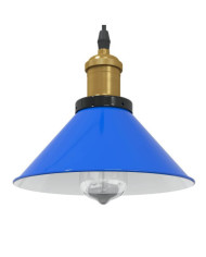Lampe suspendue réglable hauteur E27 bleu foncé Ø 22 cm métal | Mobilier & Déco