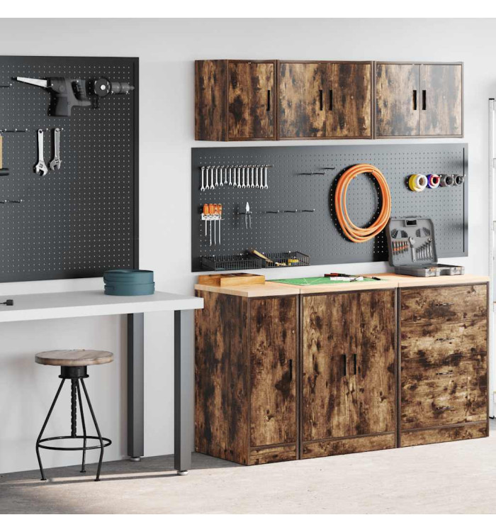 Armoires de garage 2 pcs chêne fumé bois d'ingénierie | Mobilier & Déco