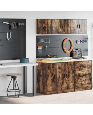 Armoires de garage 2 pcs chêne fumé bois d'ingénierie | Mobilier & Déco
