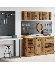 Armoires de garage 2 pcs vieux bois bois d'ingénierie | Mobilier & Déco