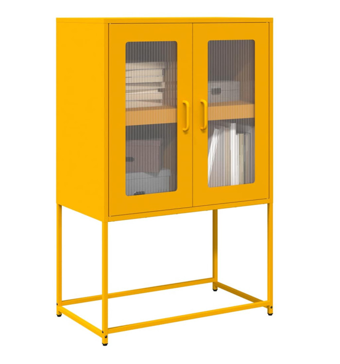 Buffet haut jaune moutarde 68x39x107 cm acier | Mobilier & Déco