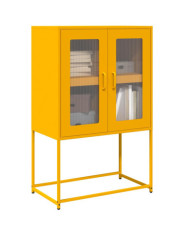 Buffet haut jaune moutarde 68x39x107 cm acier | Mobilier & Déco