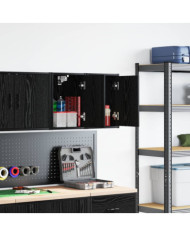 Armoires murales de garage 2 pcs noir bois d'ingénierie | Mobilier & Déco