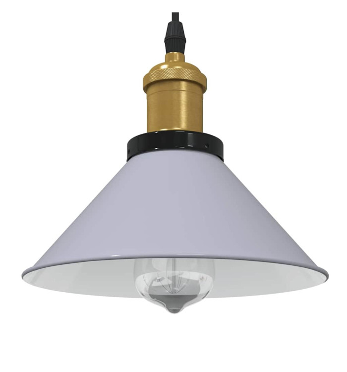 Lampe suspendue réglable hauteur E27 gris brillant Ø 22cm métal | Mobilier & Déco