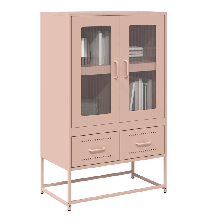 Buffet haut rose 68x39x111,5 cm acier | Mobilier & Déco