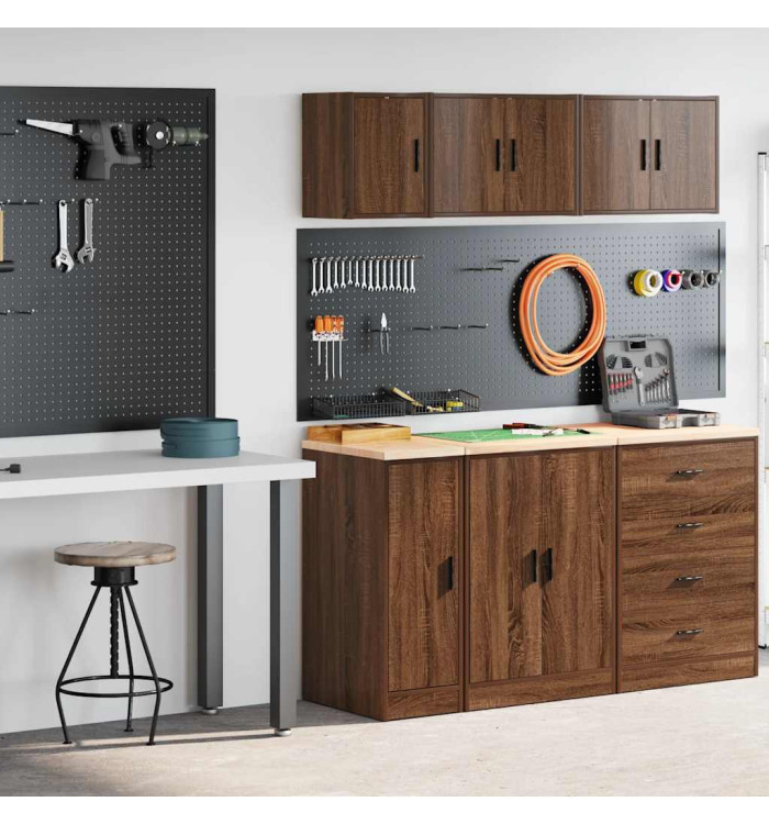 Armoires de garage 2 pcs chêne marron bois d'ingénierie | Mobilier & Déco