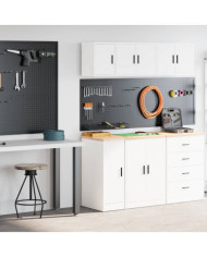 Armoires de garage 2 pcs blanc bois d'ingénierie | Mobilier & Déco