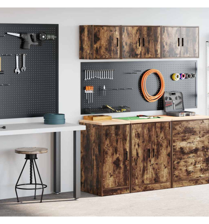 Armoires de garage 2 pcs chêne fumé bois d'ingénierie | Mobilier & Déco