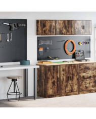 Armoires de garage 2 pcs chêne fumé bois d'ingénierie | Mobilier & Déco