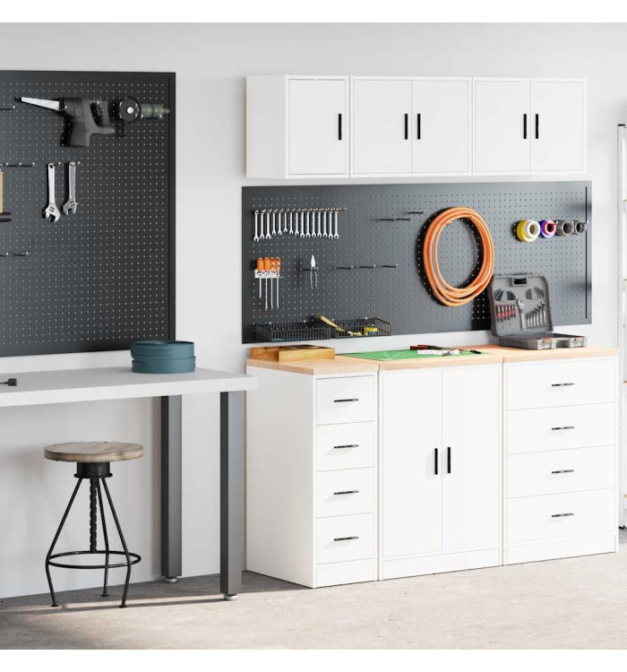 Armoires de garage 2 pcs blanc bois d'ingénierie | Mobilier & Déco