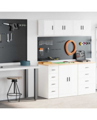 Armoires de garage 2 pcs blanc bois d'ingénierie | Mobilier & Déco