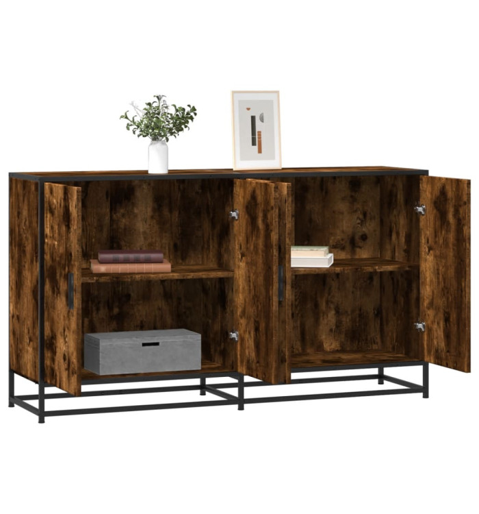 Buffet chêne fumé 134x35x76 cm bois d'ingénierie | Mobilier & Déco