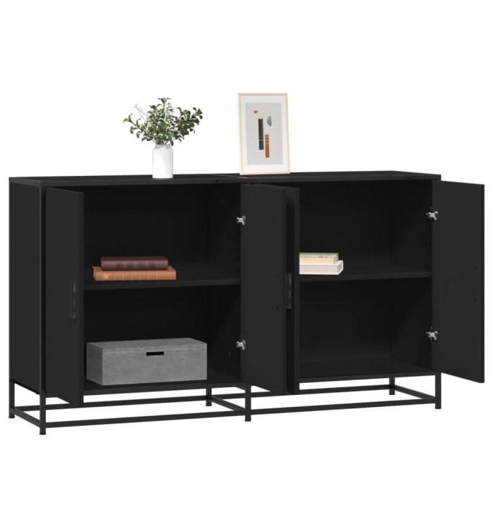 Buffet noir 134x35x76 cm bois d’ingénierie | Mobilier & Déco
