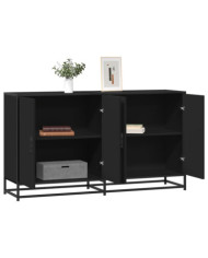 Buffet noir 134x35x76 cm bois d’ingénierie | Mobilier & Déco