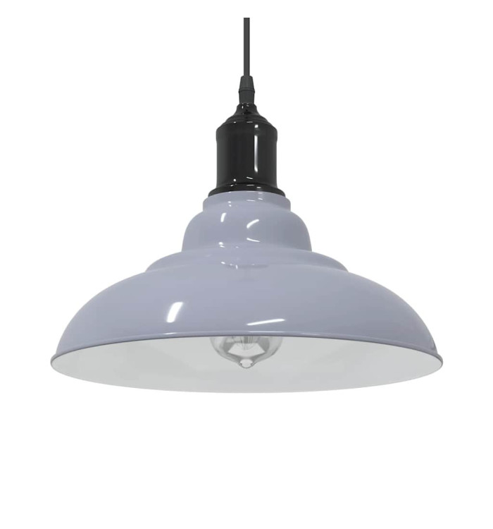 Lampe suspendue réglable hauteur E27 gris brillant Ø 31cm métal | Mobilier & Déco