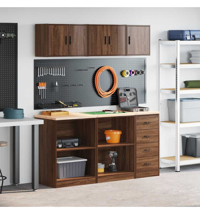 Armoires de garage 6 pcs chêne marron bois d'ingénierie | Mobilier & Déco