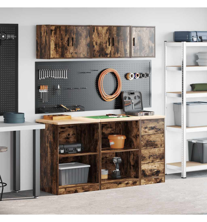 Armoires de garage 6 pcs chêne fumé bois d'ingénierie | Mobilier & Déco