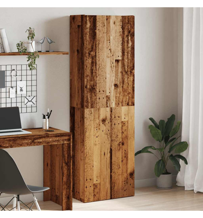 Buffet haut vieux bois 60x32x190 cm bois d'ingénierie | Mobilier & Déco