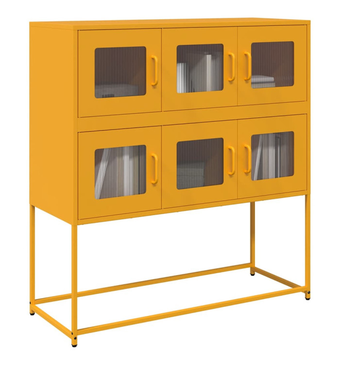 Buffet jaune moutarde 100,5x39x107 cm acier laminé à froid | Mobilier & Déco