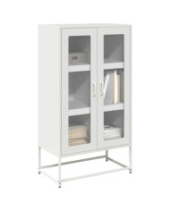 Buffet haut blanc 68x39x123 cm acier | Mobilier & Déco