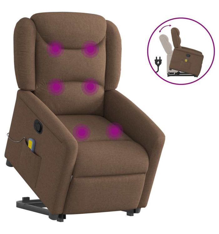 Fauteuil de massage inclinable Marron Tissu | Mobilier & Déco