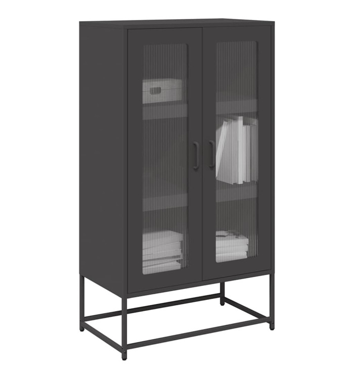 Buffet haut noir 68x39x123 cm acier | Mobilier & Déco