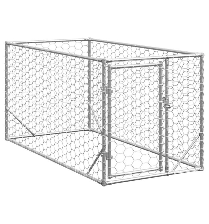 Chenil d'extérieur pour chiens porte 2x1x1 m acier galvanisé | Mobilier & Déco