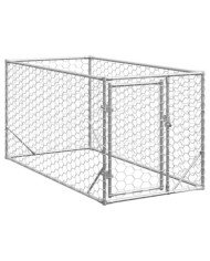 Chenil d'extérieur pour chiens porte 2x1x1 m acier galvanisé | Mobilier & Déco