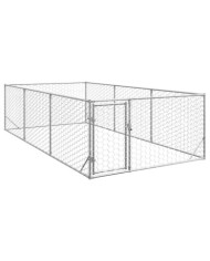 Chenil d'extérieur pour chiens porte 2x4x1 m acier galvanisé | Mobilier & Déco