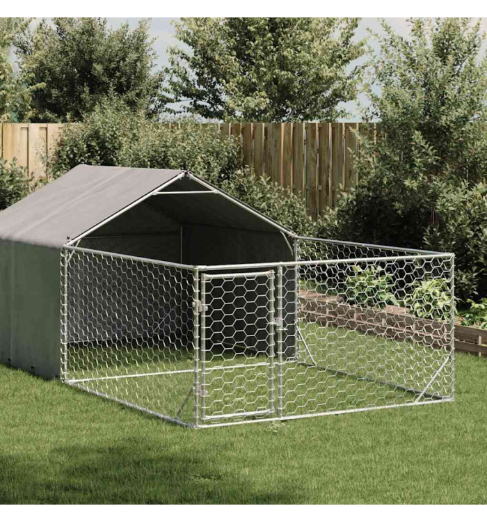 Niche d'extérieur pour chien enclos 5x2x1,5 m acier galvanisé | Mobilier & Déco
