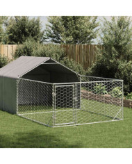 Niche d'extérieur pour chien enclos 5x2x1,5 m acier galvanisé | Mobilier & Déco