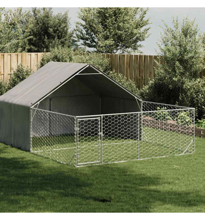 Niche d'extérieur pour chien enclos 5x3x1,9 m acier galvanisé | Mobilier & Déco